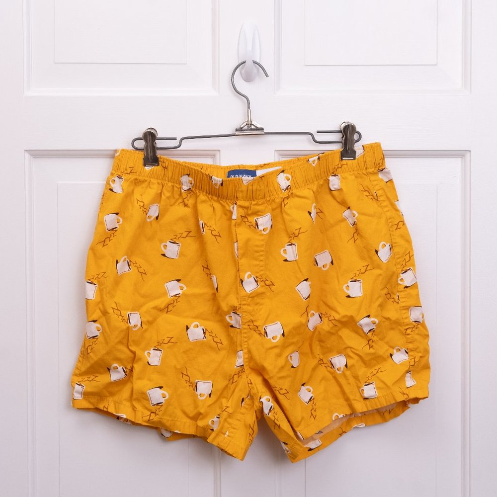 Old Navy Gold Coffee Mug Print Woven Boxer Shorts